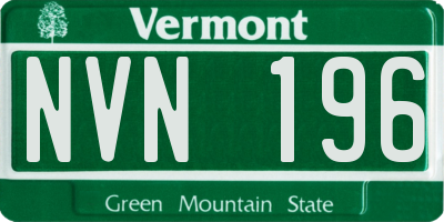 VT license plate NVN196