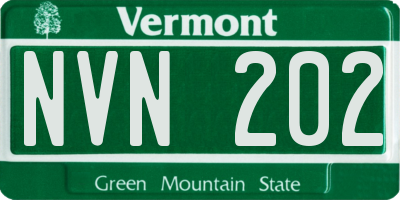 VT license plate NVN202