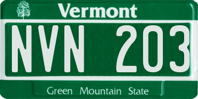 VT license plate NVN203