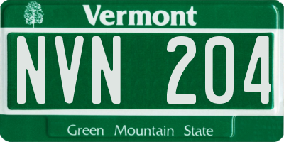 VT license plate NVN204