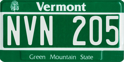 VT license plate NVN205