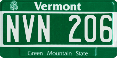 VT license plate NVN206