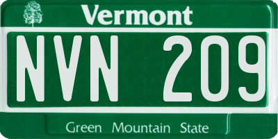 VT license plate NVN209