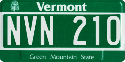 VT license plate NVN210