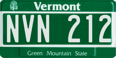 VT license plate NVN212