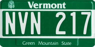 VT license plate NVN217