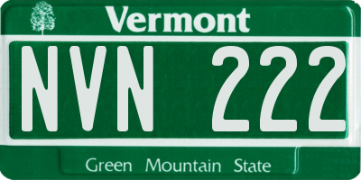 VT license plate NVN222