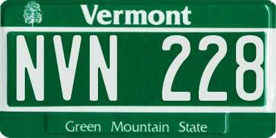 VT license plate NVN228