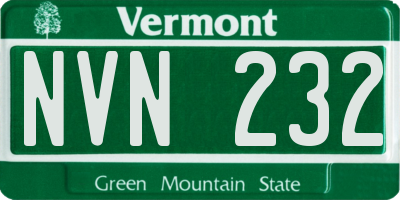VT license plate NVN232