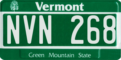 VT license plate NVN268
