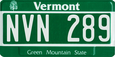 VT license plate NVN289