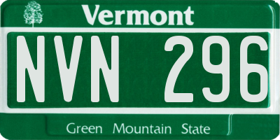 VT license plate NVN296