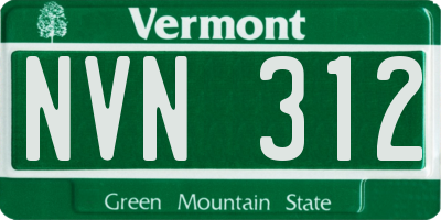 VT license plate NVN312