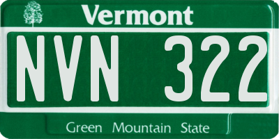 VT license plate NVN322