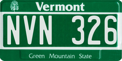 VT license plate NVN326