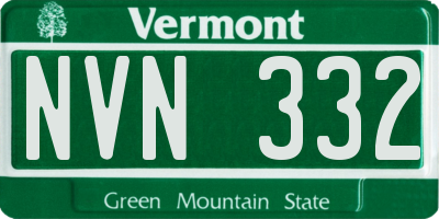VT license plate NVN332