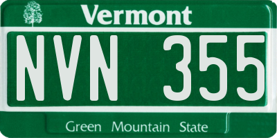 VT license plate NVN355
