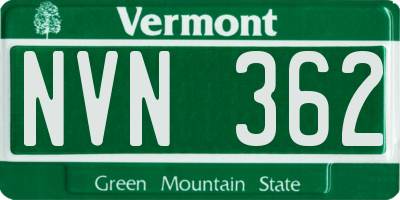 VT license plate NVN362