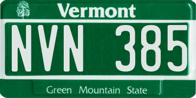 VT license plate NVN385