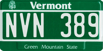 VT license plate NVN389