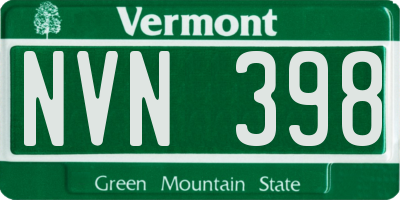 VT license plate NVN398