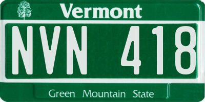 VT license plate NVN418