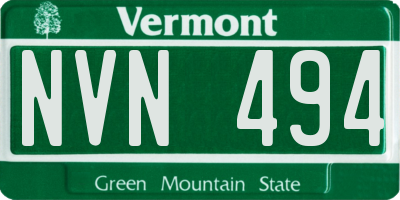 VT license plate NVN494