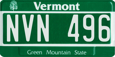 VT license plate NVN496