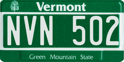 VT license plate NVN502