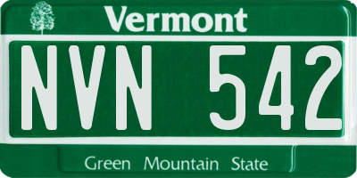 VT license plate NVN542