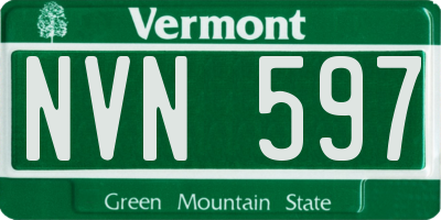 VT license plate NVN597