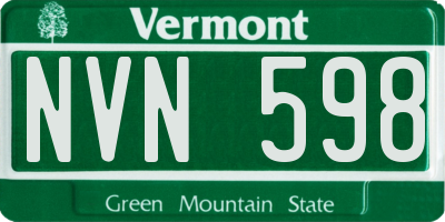 VT license plate NVN598