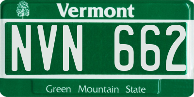 VT license plate NVN662
