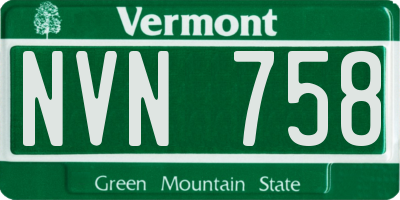 VT license plate NVN758