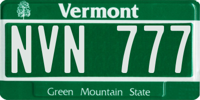 VT license plate NVN777