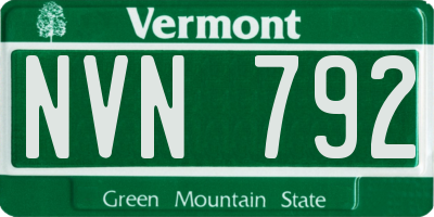 VT license plate NVN792