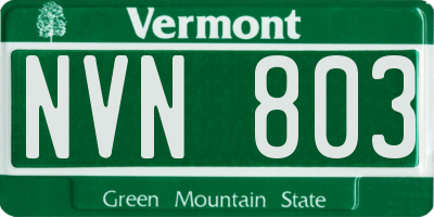 VT license plate NVN803