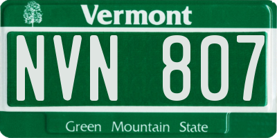 VT license plate NVN807