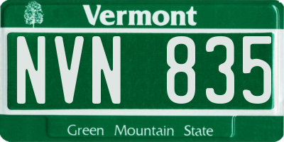 VT license plate NVN835
