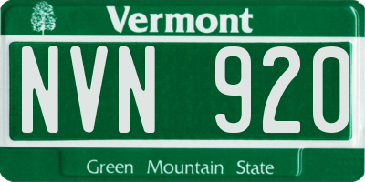 VT license plate NVN920
