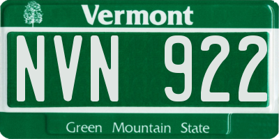 VT license plate NVN922