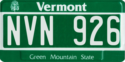 VT license plate NVN926