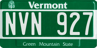 VT license plate NVN927