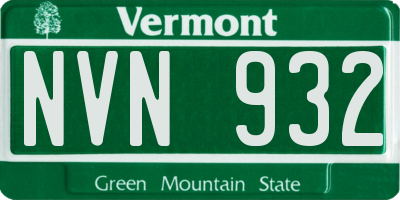 VT license plate NVN932