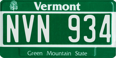 VT license plate NVN934