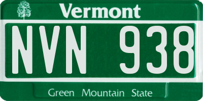 VT license plate NVN938
