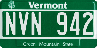 VT license plate NVN942