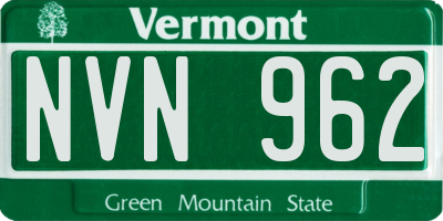 VT license plate NVN962