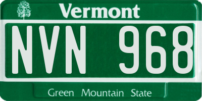 VT license plate NVN968
