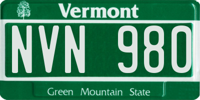 VT license plate NVN980